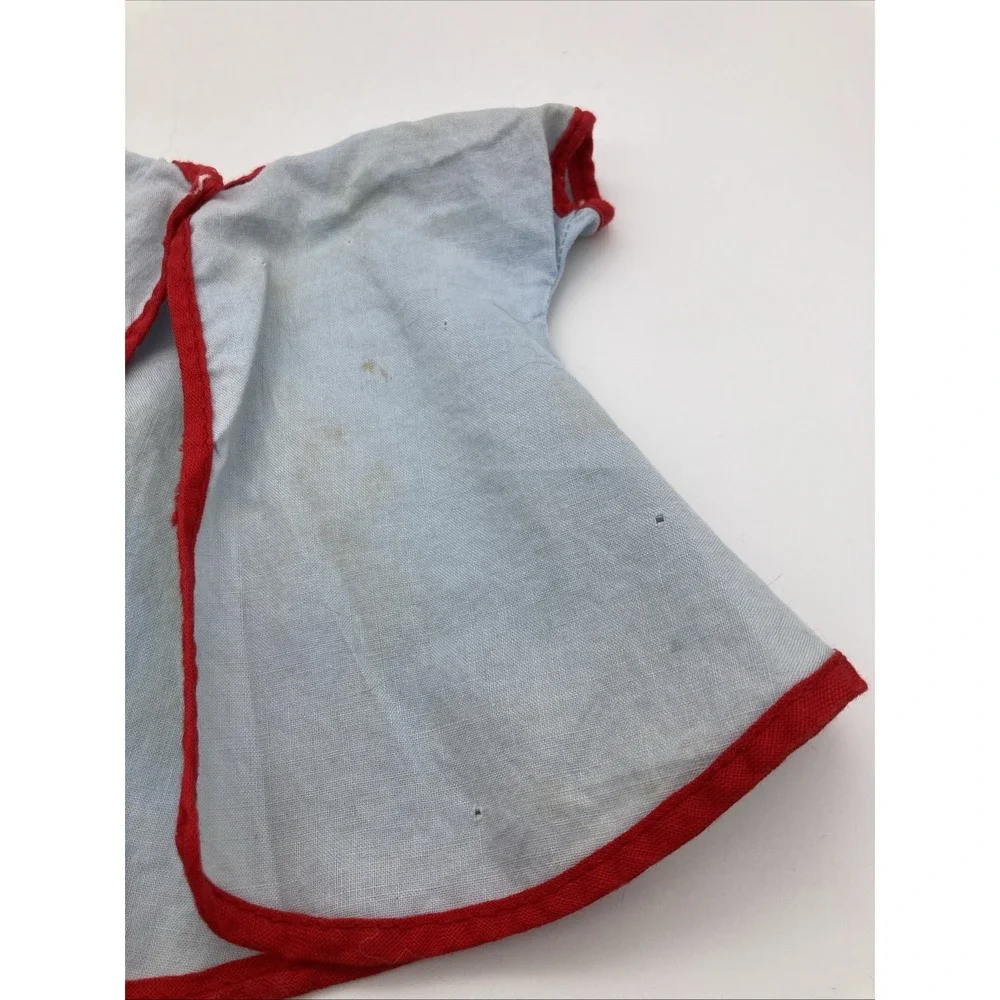 Vintage 1960's Doll Dress Blue Red White Cotton Snap Closure